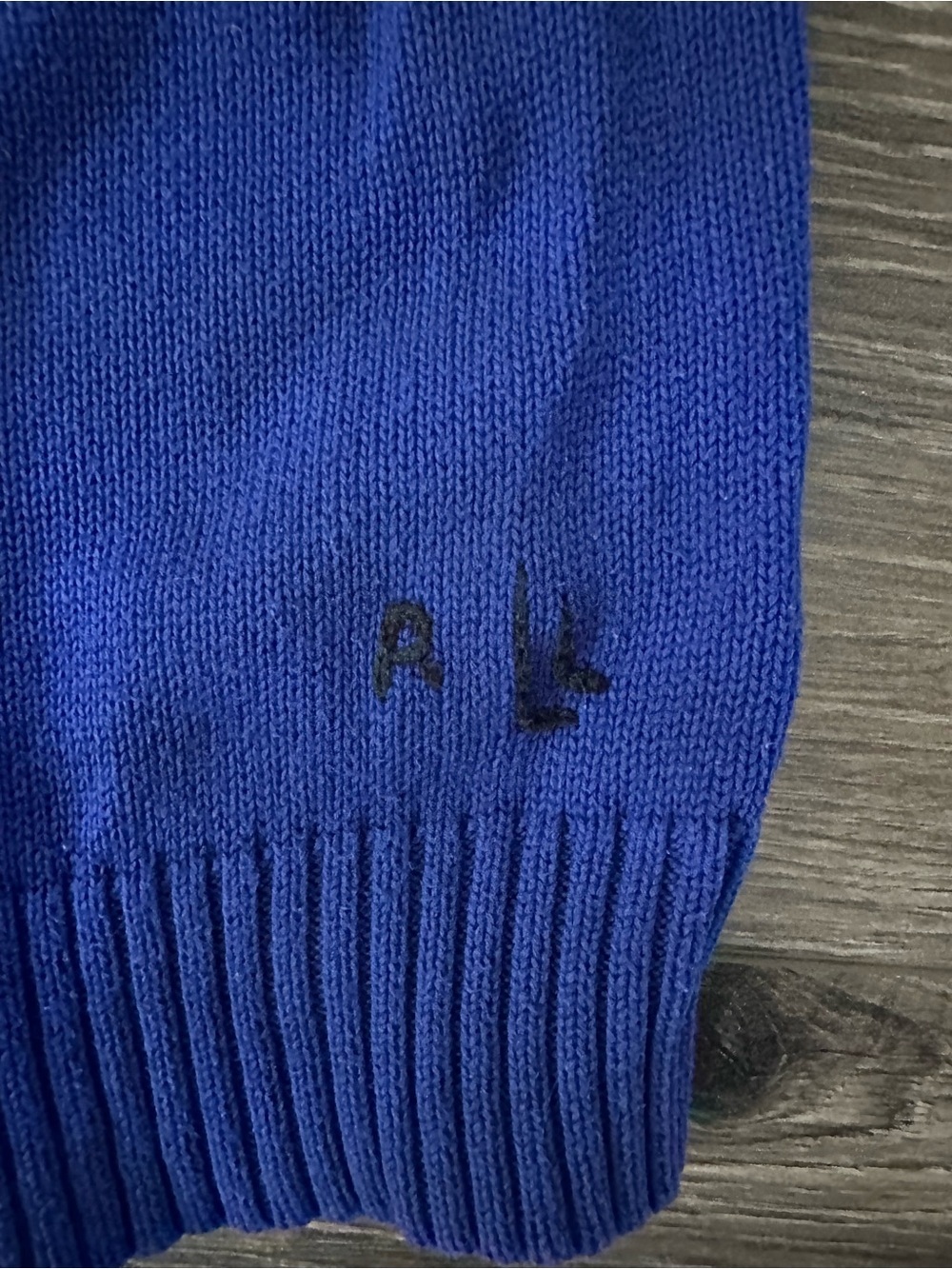 Vintage Lauren Ralph Lauren Cobalt Blue Crewneck Sweater with Flag Patch - Picture 4 of 4